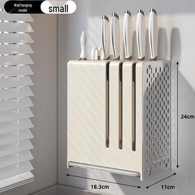 Yunshuang Cream White Kitchen Storage Rack with Knife & Chopstick Holder