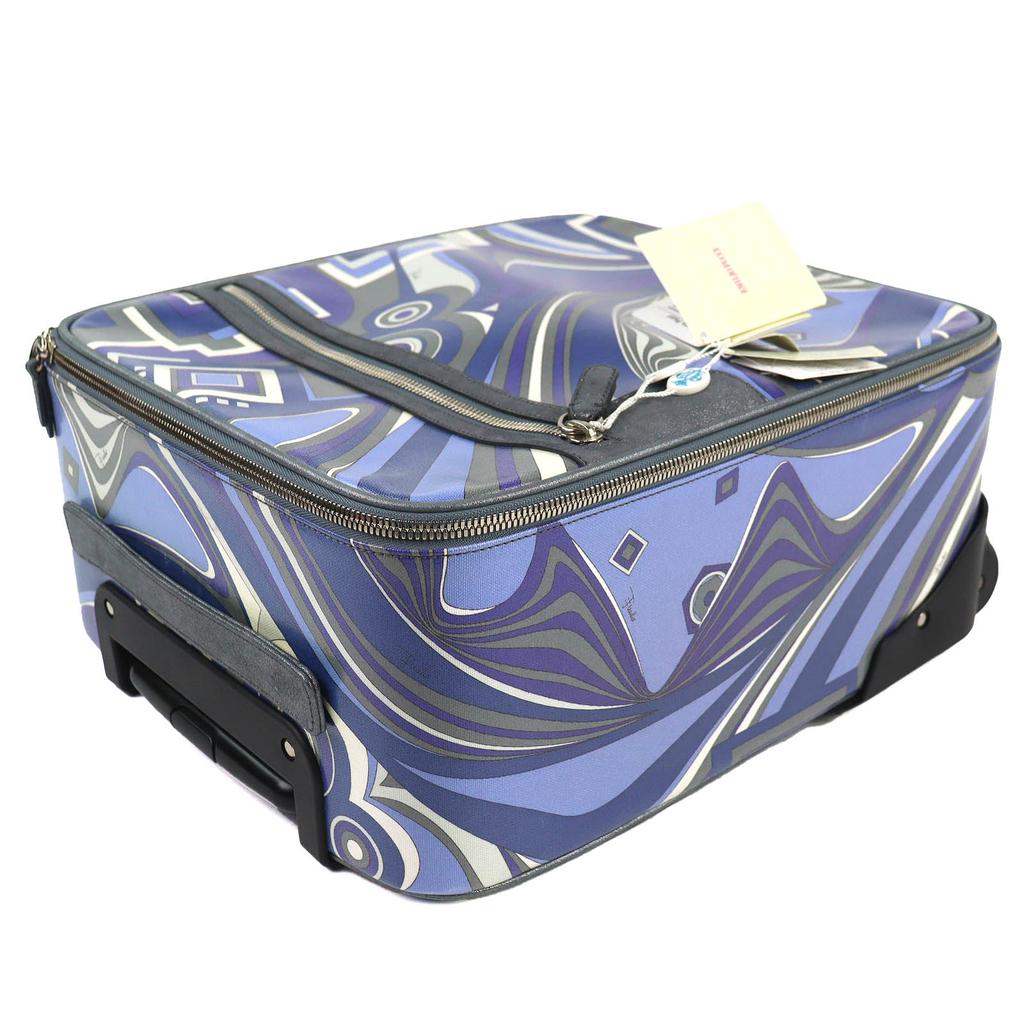 Great Emilio Pucci Carry Bag Travel Bag Series All-Over Pattern Trolley Bag Blue Used