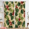 2pcs,2D plane printing Curtains Digital Printed Christmas Snowman Polyester Fabric (without rod) Festive Ldeal for Bedroom,