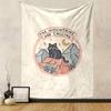 Mountains Are Calling Tapestry Wall Hanging, Cat Mountain Badge, Wall Decor for Bedroom Living Room Dorm