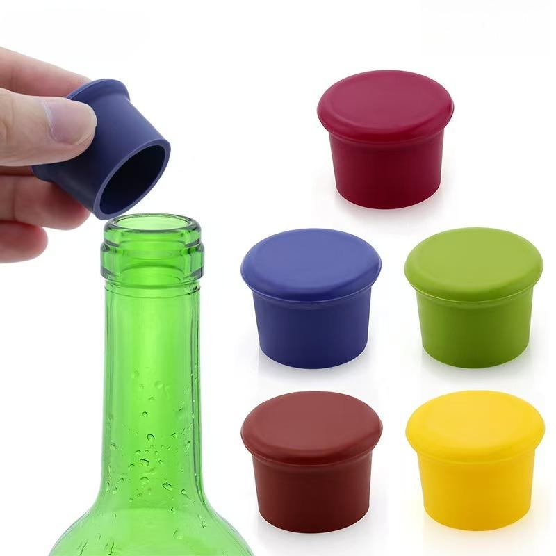 Silicone Wine Bottle Stopper Reusable Leakproof Bottle Plug, Sealing Cover for Red Wine, Champagne & Glass Beverage Bottles