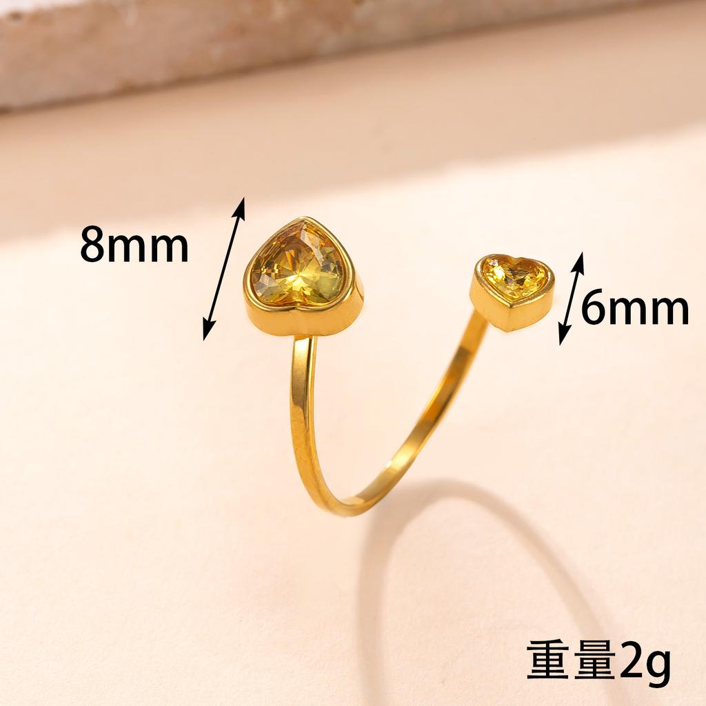 Skyrim Zircon Heart Ring Stainless Steel Gold Color Open Rings Fashion Aesthetic Wedding Zircon Gift Wholesale