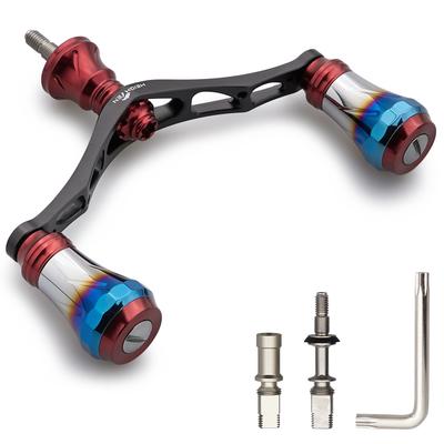 HEIGHTEN V1.0 95mm Reel Handle with 20mm Handle Knob, Compatible with Shimano and Daiwa Spinning Reels, Aurora Series (V1.0 - Wine Red/Black)