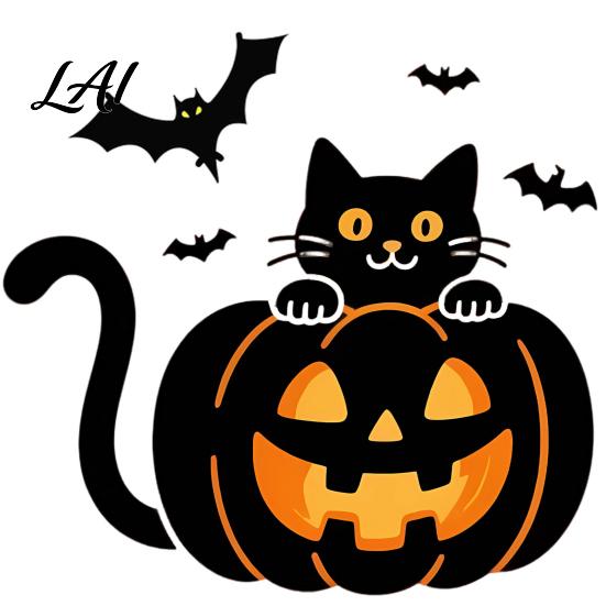 Decorative Bats Stickers for Indoor Outdoor Halloween Pumpkin Wall Sticker Black Cat On with Flying Decal Weatherproof Decor Balcony Waterproof Peel