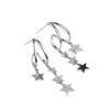 Asymmetric Star Fringed Earrings, Asymmetrical C-ring Earrings, Luxurious Minimalist Zircon Pentagram Earrings