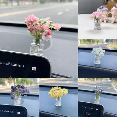 Mini décoration de voiture, vase en verre, vase en jasmin, micro paysage, lapin, décoration intérieure de voiture, console
