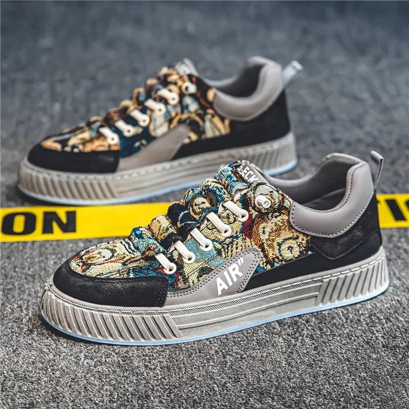 

Печатный индивидуальный дизайн уличная мода шнуровка спортивная платформа мужская обувь скейтборд обувь Zapatillas Hombre 2024 39