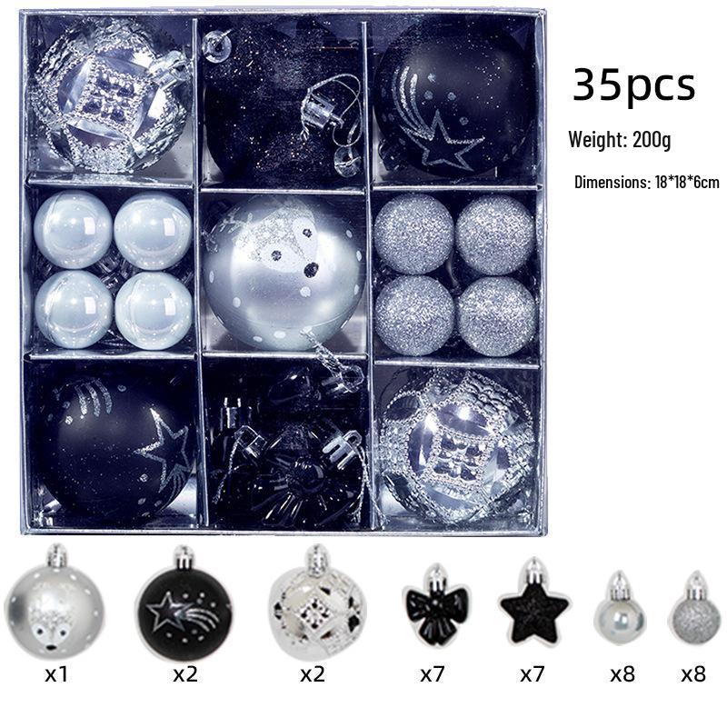 Set of 35 Electroplated Bright Plastic Christmas Ball Ornaments for Window Displays and Decorations