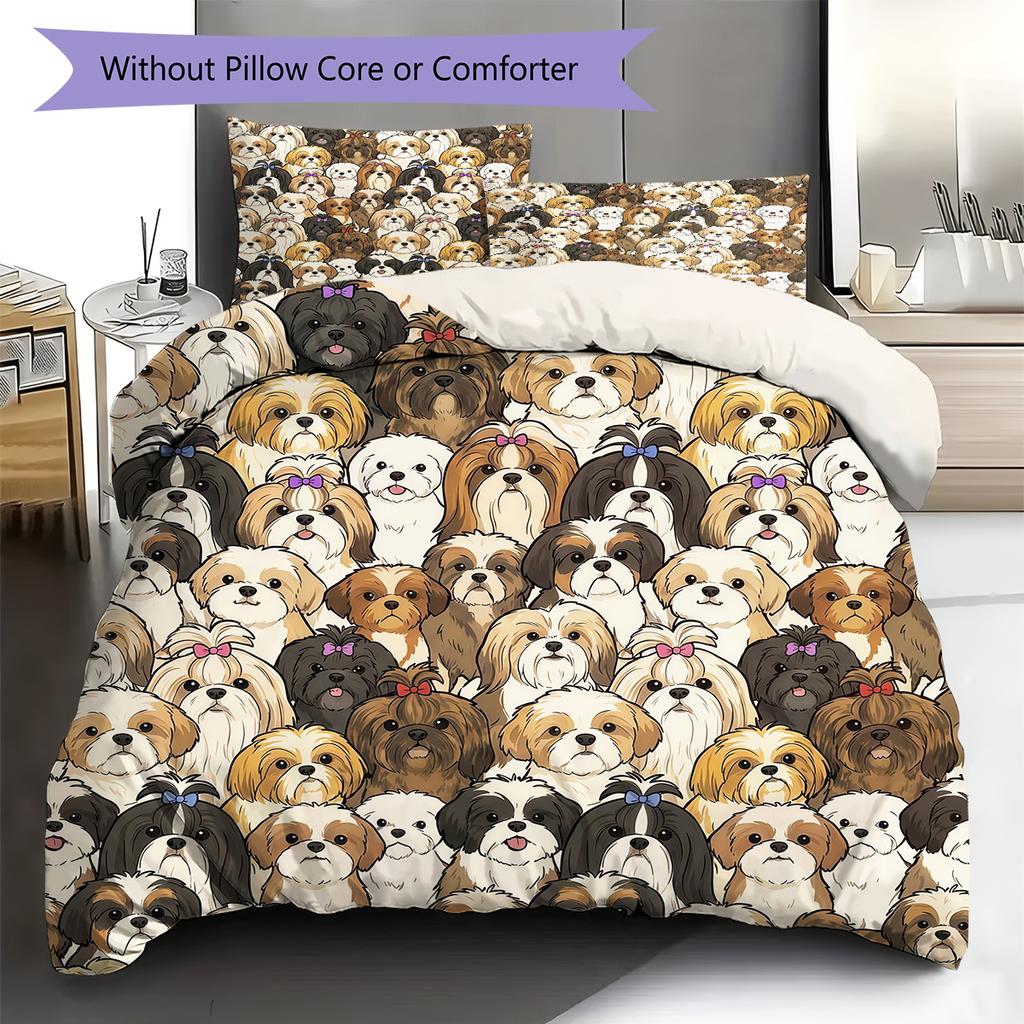 Biancheria da letto con motivo cucciolo cartone animato, Set piumino Copripiumino Federa Regalo di compleanno per la casa (1 * copripiumino + 2 * federa, senza nucleo)