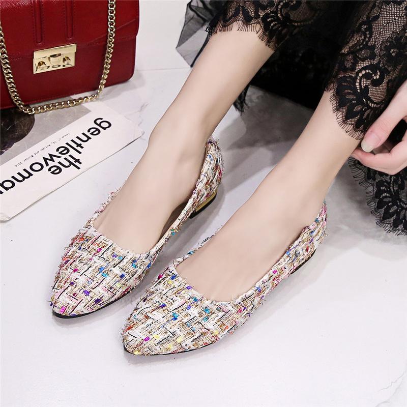 Fashion Spring new fashion single shoes women's fashion pointed shallow mouth cloth surface soft sole non-slip low-top shoes