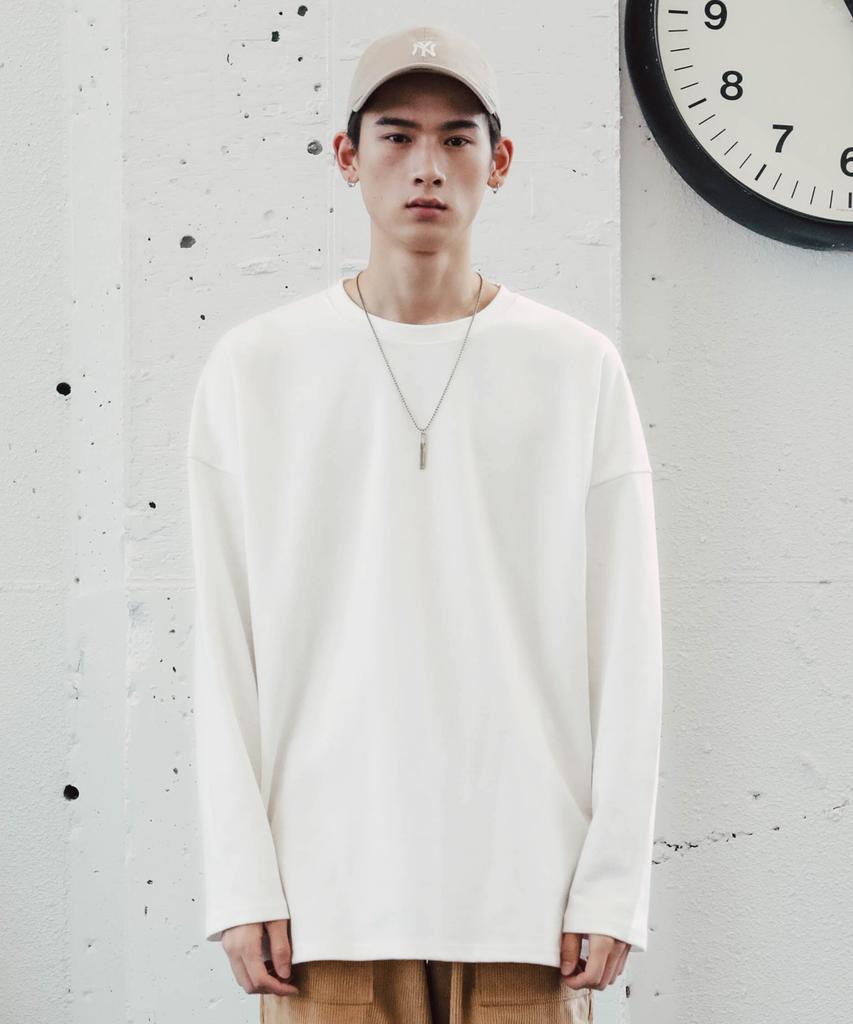 JEMUT Oversized Layered Long T-Shirt Ivory Kjlt2153