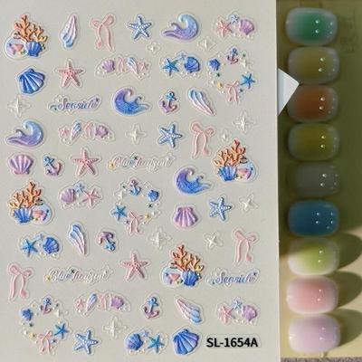 Bolle Colorate Banco di Pesci Delfino Balena Adesivo per Unghie Stella Marina Conchiglia Corallo Medusa Cavalluccio Marino Decalcomania Manicure Oceano