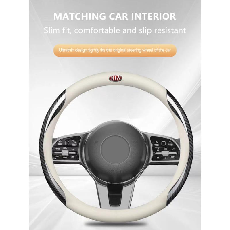 Skórzany Pokrowiec na Kierownicę Samochodową z Włókna Węglowego Akcesoria Samochodowe Dla KIA Sportage Rio Ceed Proceed Sorento Picanto Optima Niro