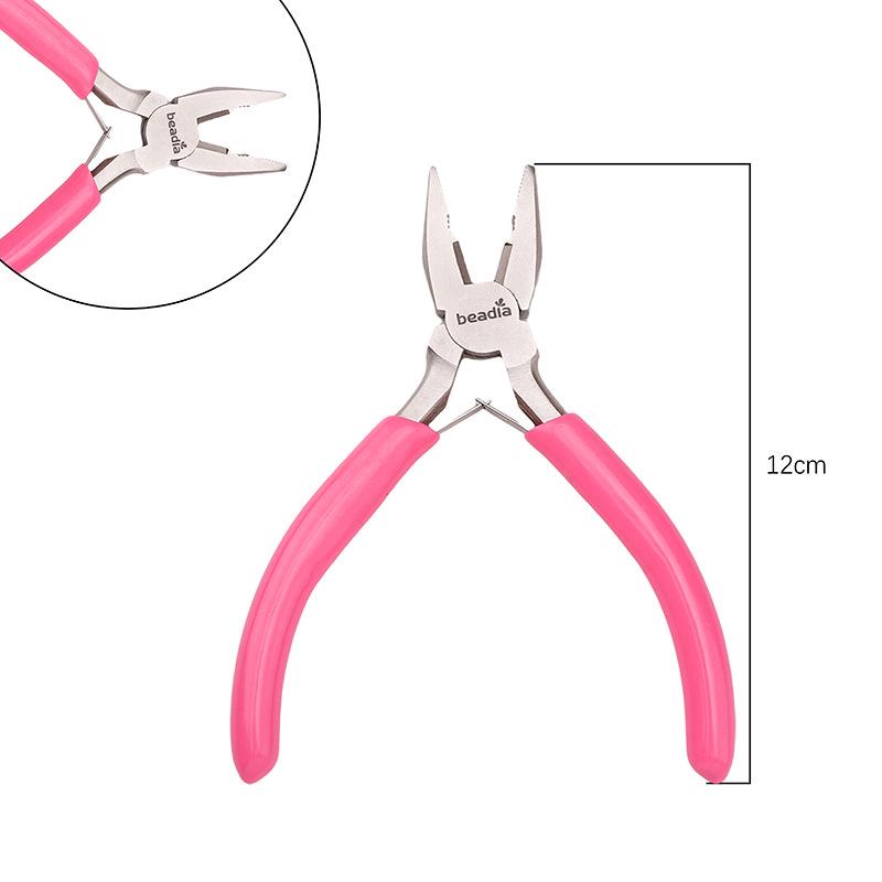 "Handmade Pink Needle-Nose Pliers: Multi-Function Jewelry Tool for Beading and Winding"