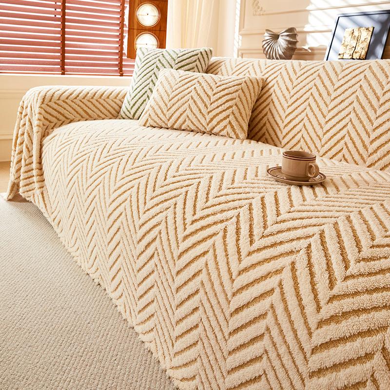 Winter Sofa Cover Cloth, Comfortable Velvet Cotton Anti-cat Scratch Full Cover, Thickened Light Luxury Wind Sofa Towel, Non-slip Sofa