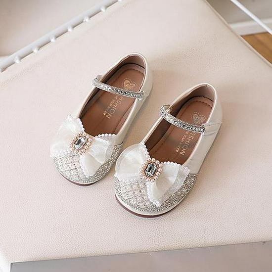 Autumn 2025 Sequined Bow Princess Shoes: Fashionable Leather Shoes for Girls