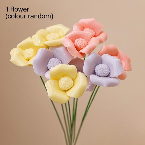 Fleur Céramique 3D Faite à la Main Fleur Artificielle Réaliste Décoration Bouquet de Fleurs Éternelles pour Salon Table à Manger Bureau Maison Décoration Vase