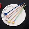 10Pcs/Set Straw Spoon Portable Black Tea Scoop Reusable Colored Stainless Steel Straws Colorful Dinnerware Set For Bar Party