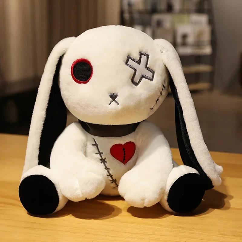 Peluche Lapin Gothique Effrayant S, Peluches Lapin Fou, Animal en Peluche Lapin Gothique Sinistre, Poupée Lapin Mignonne Horreur Redoutable black
