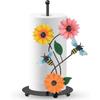 Kitchen Roll Holder Sunflower Paper Towel Holder Free Standing Black Iron Kitchen Towel Stand Non Slip Countertop Organizer Vintage Farmhouse