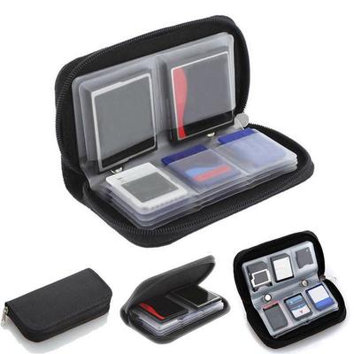 Pouzdro na Micro SD XD karty Ochranný držák Peněženka Černá 22 slotů SDHC MMC CF Micro SD Úložiště paměťových karet Přenosná kapsa na zip