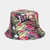 New Hawaii beach vacation bucket hat female tide D digital printing double-sided basin hat sun hat