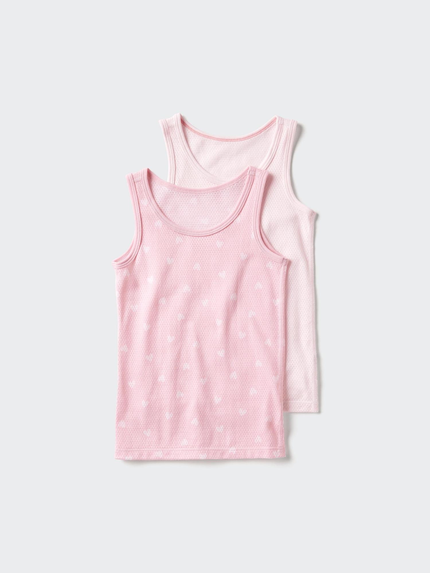 Uniqlo Япония Хлопковый сетчатый майка для малышей 2 шт. 11 PINK/80