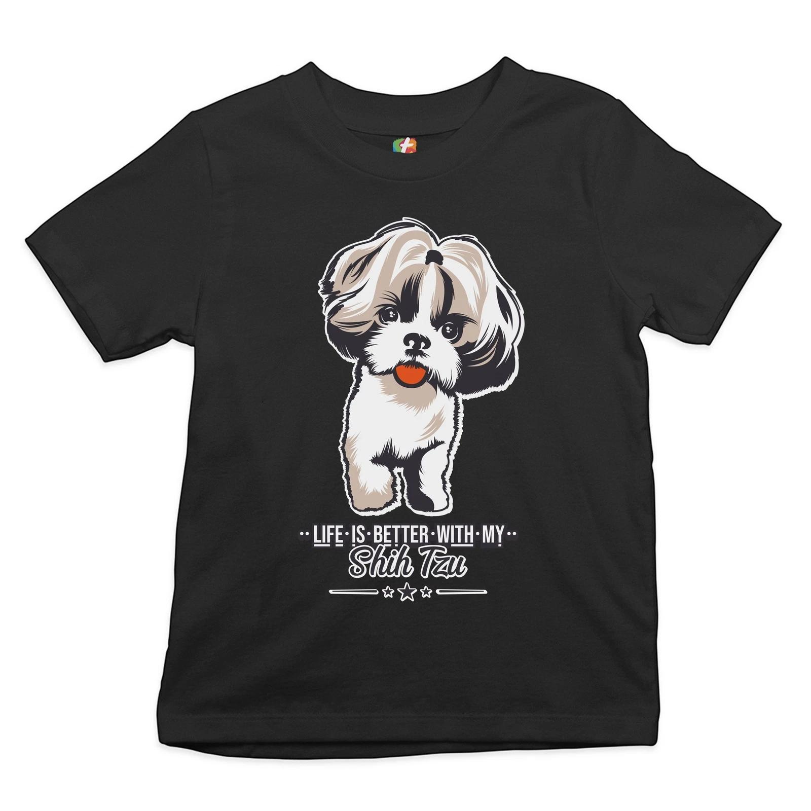 

Life is Better With My Shih Tzu Youth kids boys T-Shirt Small Dog Lover Toy Dog Kids 100