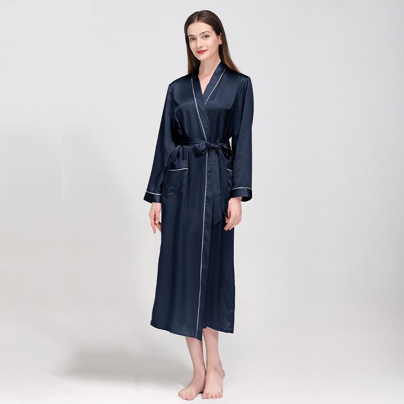 Mulberry Silk Long Wedding Bride Bridesmaid Robe Ladies Morning Dress Women Night Peniva Pure Silk Sexy Kimono Robe