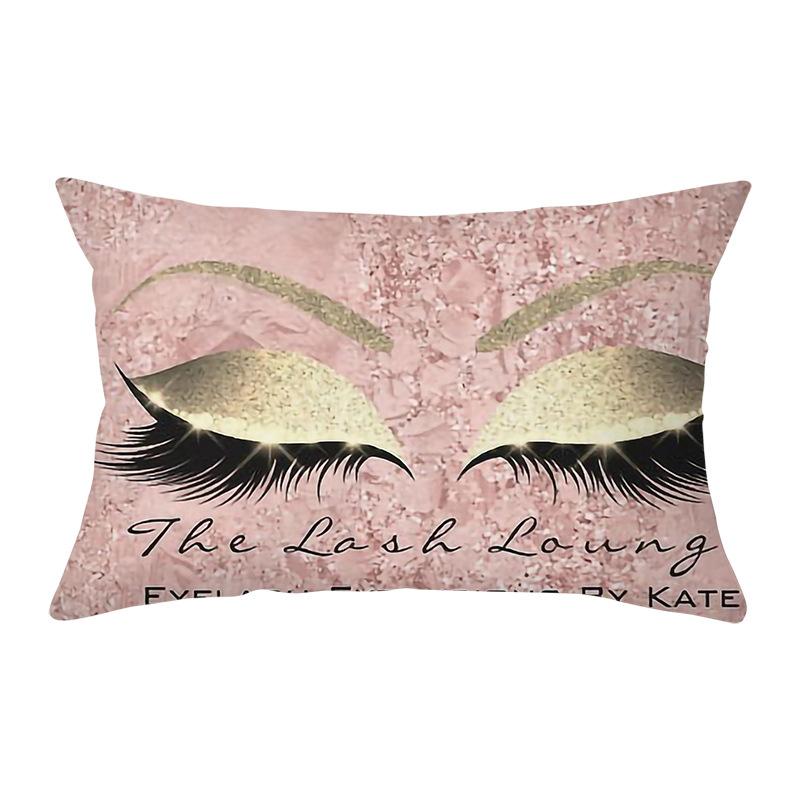 Peach Skin Waist Pillowcase Eyelash Print Cushion Cover Sofa Office Cushion Cover