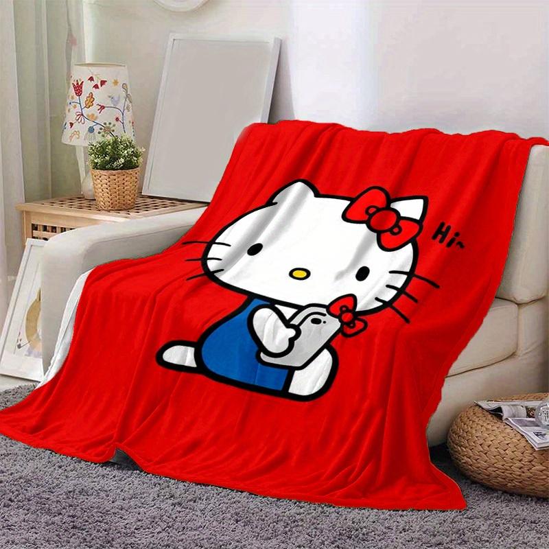 1pc. Hello Kitty Red Background Blanket - Cute Home Decor, Office Napkin, Outdoor Th