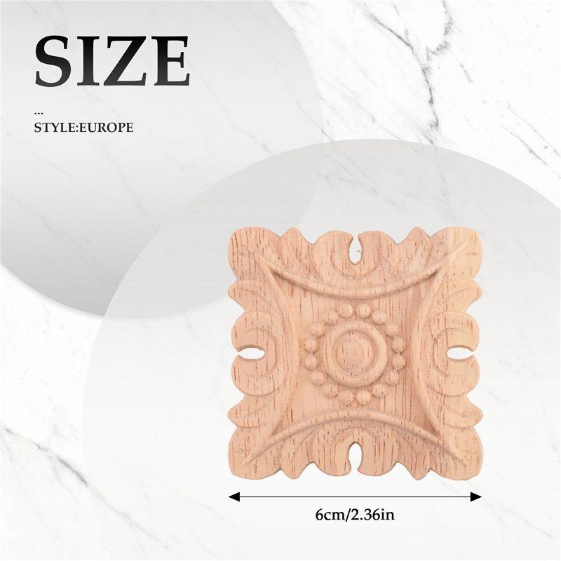AEE4-Vintage Unpainted Wood Carved Corner Onlay Applique Frame Background Home Furniture Wall Cabinet Door Decor Decoration
