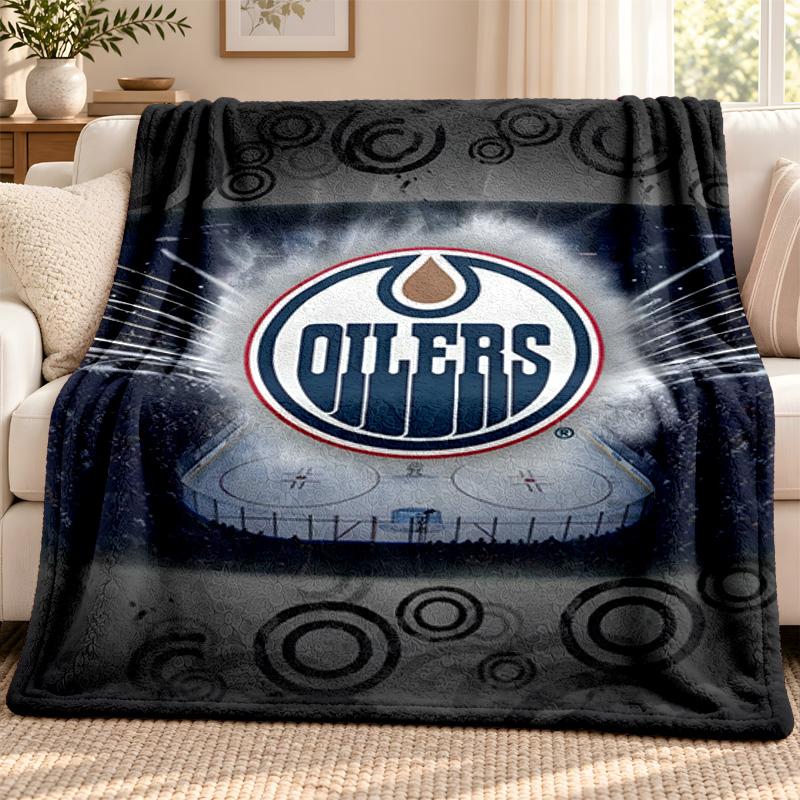 Edmonton Oilers blanket Flannel Blanket Soft Cozy Plush Throw for Sofa Bed Lightweight Home Decoration Outdoor camping