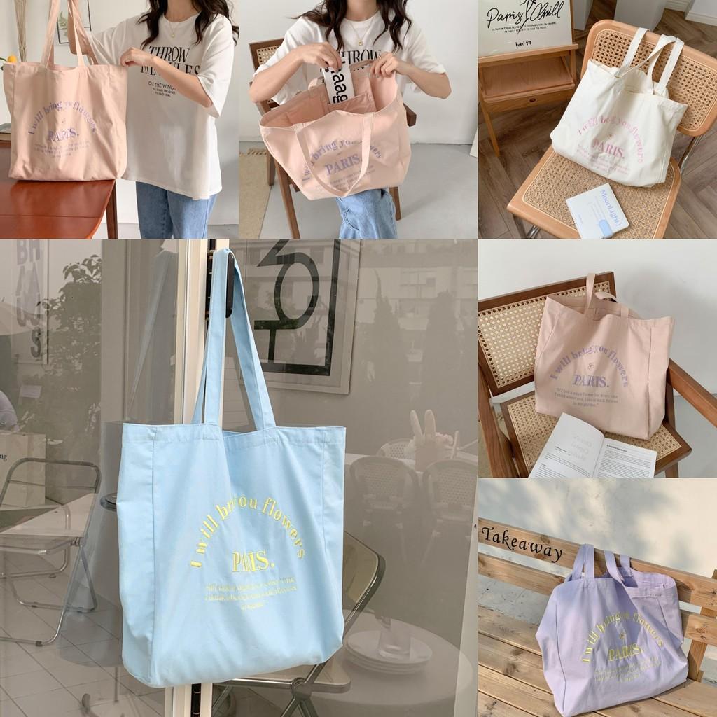 Spacious Street Style Embroidered Canvas Tote Bag For Women Ideal For Students