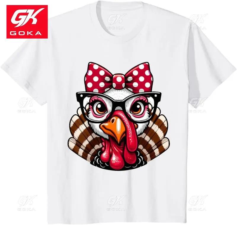 

Thanksgiving Turkey Mask Womens Girl Tops Cotton T Shirt Graphic Clothing Short Sleeve Tops Printed Y2K Classic Unisex T Shirts S