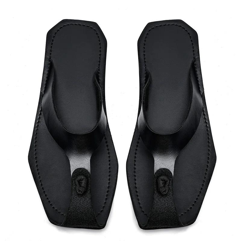 Fashion Plus Size 38-47Men Fashion Antiskid Walking Slippers Summer Flats Soft Bottom Breathable Flip Flops Antiskid Outdoor Beach Shoes