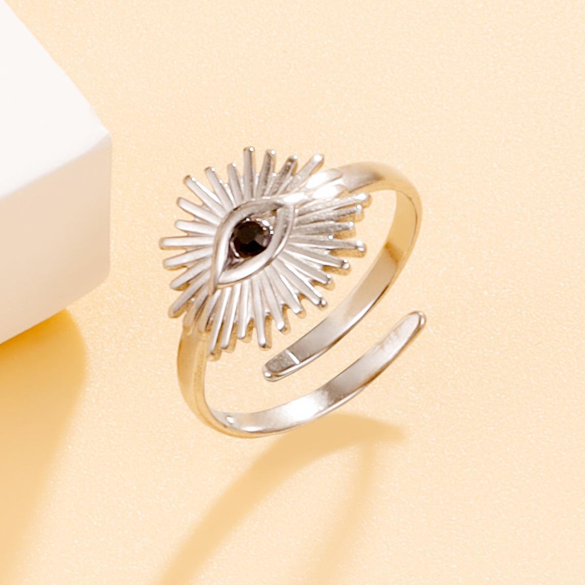Retro Punk Rhinestone Demon Eye Ring - Women s Stainless Steel Hip Hop Jewelry