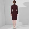 High-End Dunkelrotes Professionelles Damen-Schlankheits-Bodycon-Kleid mit Bauchabdeckung - Frühjahr & Herbst Kollektion