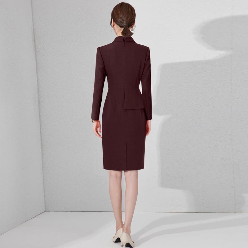 High-End Dunkelrotes Professionelles Damen-Schlankheits-Bodycon-Kleid mit Bauchabdeckung - Frühjahr & Herbst Kollektion