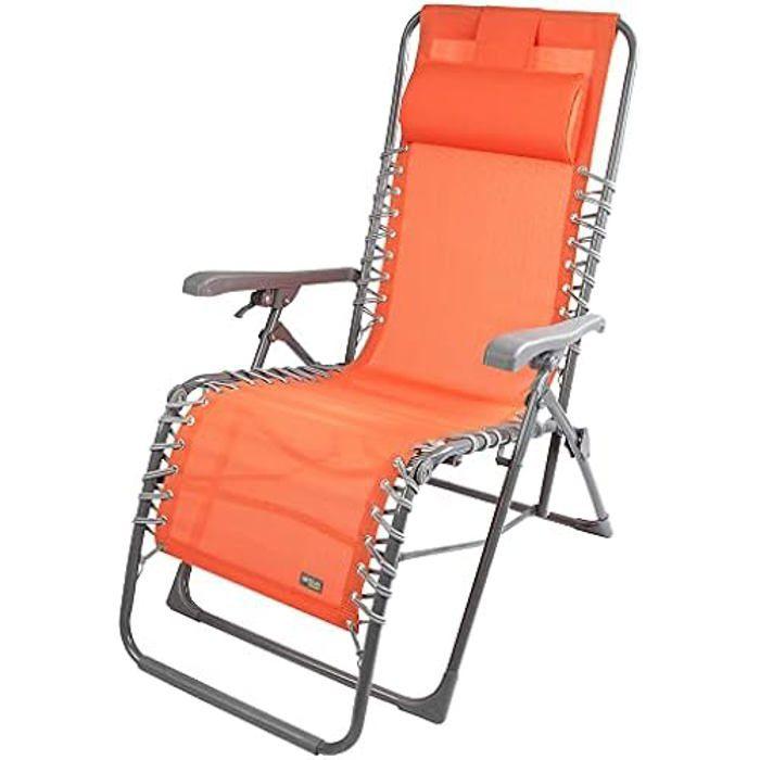 Chaise Longue - Aktive Garden - Orange - Gravité Zéro - Pliable - Avec Coussin