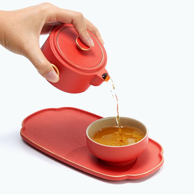 Chinese Style Matte Glaze Tea Set with Tray