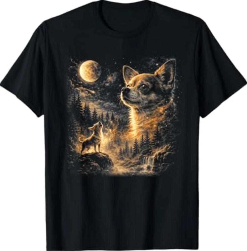 Chihuahua Howling to The Moon Vintage 90s T-Shirt S разноцветный