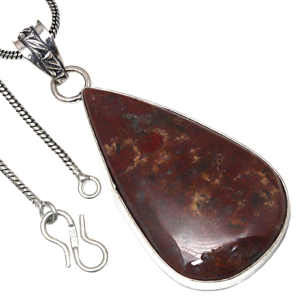 Pendant Stick Agate Gemstone Valentine'Day Ethnic Silver Jewelry 2.75"