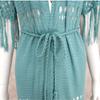 2022 New Knitted Bikini Cover Up Sexy Hollow Fringe Tunic Long Cardigan Casual Short Sleeve Women's Swimwear Cover Up Q451