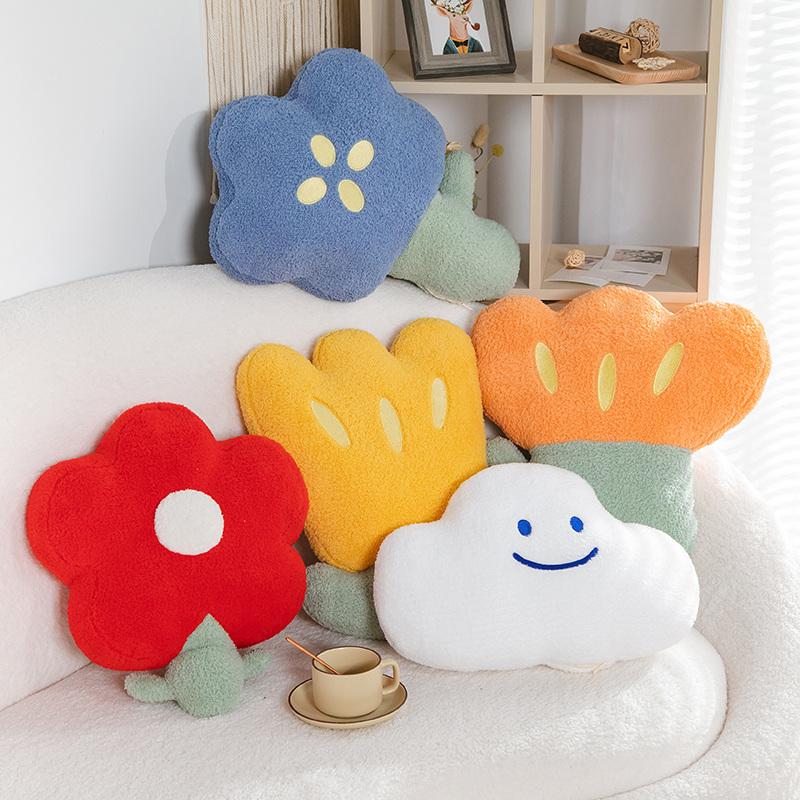 Nordischer Stil Blume Kissen Lächeln Wolke Wurfkissen Tulpe Sonnenblume Plüschtier Kuschel Plüschtiere Mädchenhaftes Zuhause Dekoration Geburtstagsgeschenke