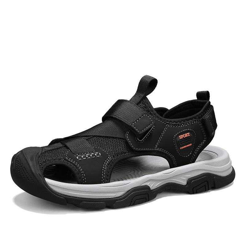 

Модные, популярные мужские пляжные туфли для отдыха на море из Европы и Америки, высококачественные сандалии с открытыми дышащими вставками, модные зеленые мужские туфли для кемпинга 46 чёрный