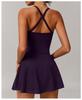 Recycled Anti-Exposure Twisted Design Tennis Dress with Cross Hollow Back and Skirt Hem