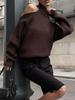 High Neck Off-Shoulder Sweater Women's Autumn Winter Ins Style Matching Knit Sweater Loose Pullover