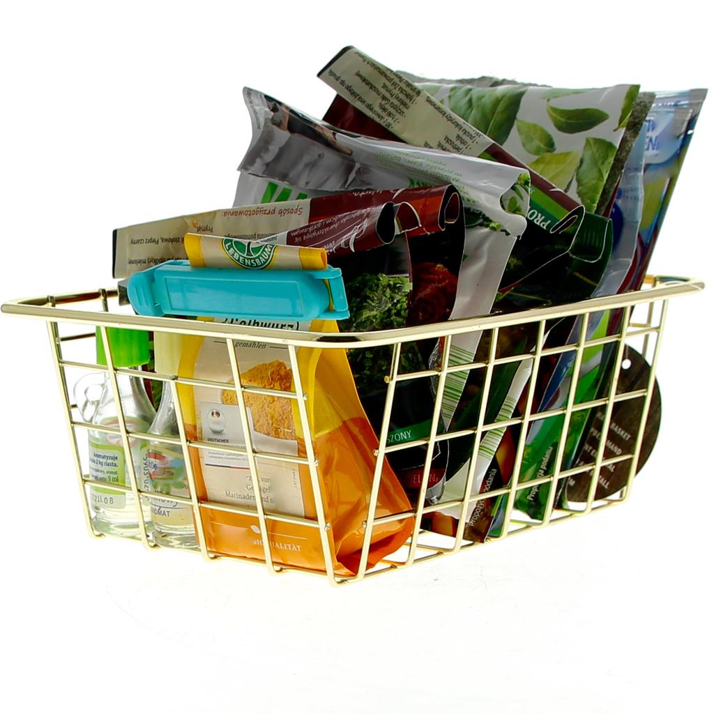 GOLDEN WIRE METAL FRUIT BASKET, DECORATIVE