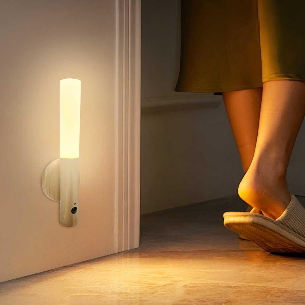 Imitation Wood Art Light Human Body Induction Small LED Night Light USB Charging Hallway Induction Light Closet Induction